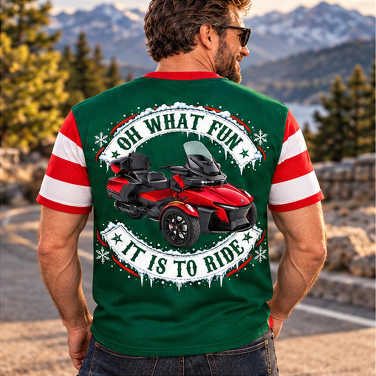 Oh What Fun It Is To Ride - Custom Photo Canam Spyder All Over Print Shirts - Matching Biker Couple 3D Shirts - Gift For Motorcycle Lover A2110 Hv01 TL06