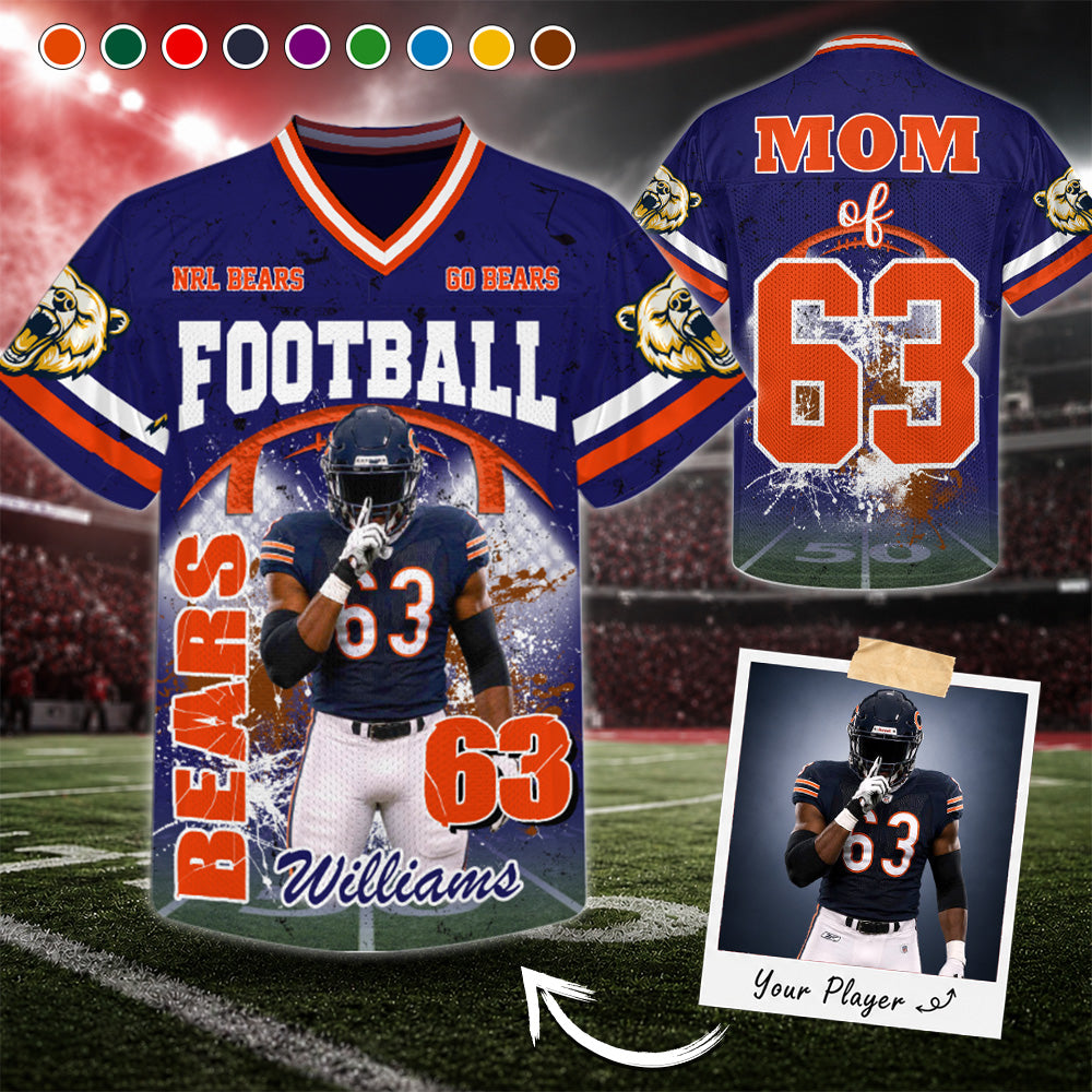 Custom Football Mom Jersey with Photo & Player Number – Personalized Game Day Shirt Hv01