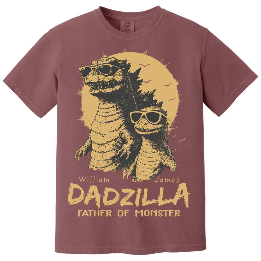 Personalized Dadzilla T-Shirt Father Day Gifts for Dad Funny Papa Tshirt Cool Daddy Dinosaur Tee Hv01