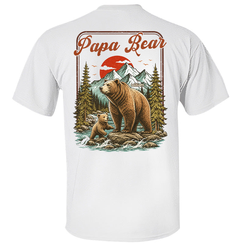 Personalized Papa Bear T-Shirt Father Day Gifts for Dad Funny Papa Tshirt Cool Daddy Bear Vintage Retro Shirt for Men Pt99