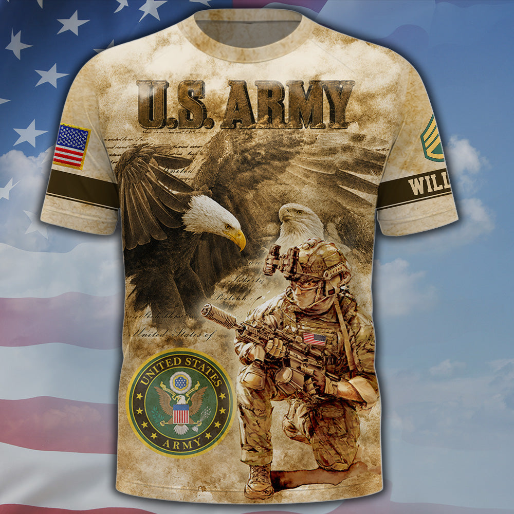 Personalized All Over Print Shirt Eagle Soldier America Military Gift Available All Military Branches K1702 MT2