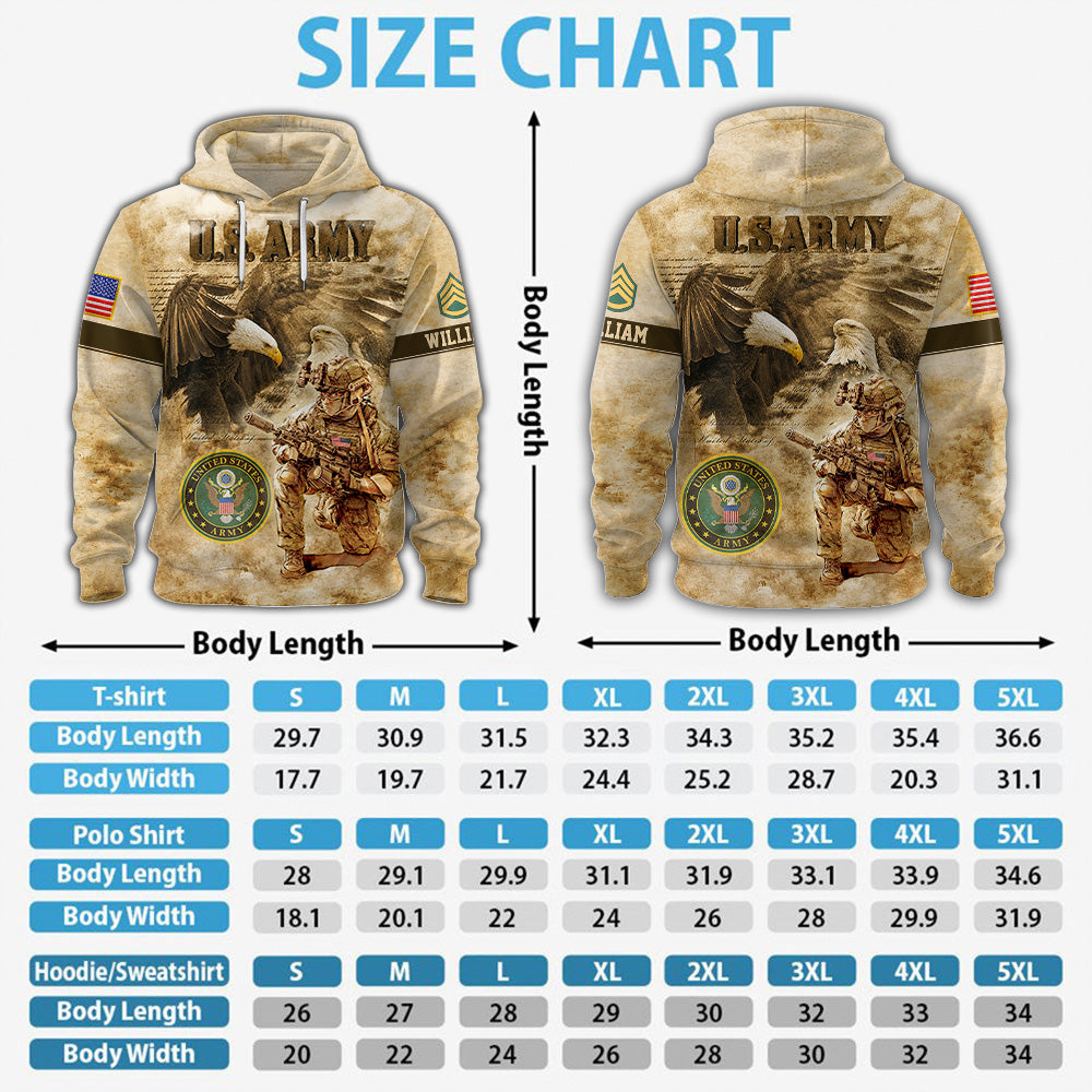 Personalized All Over Print Shirt Eagle Soldier America Military Gift Available All Military Branches K1702 MT2