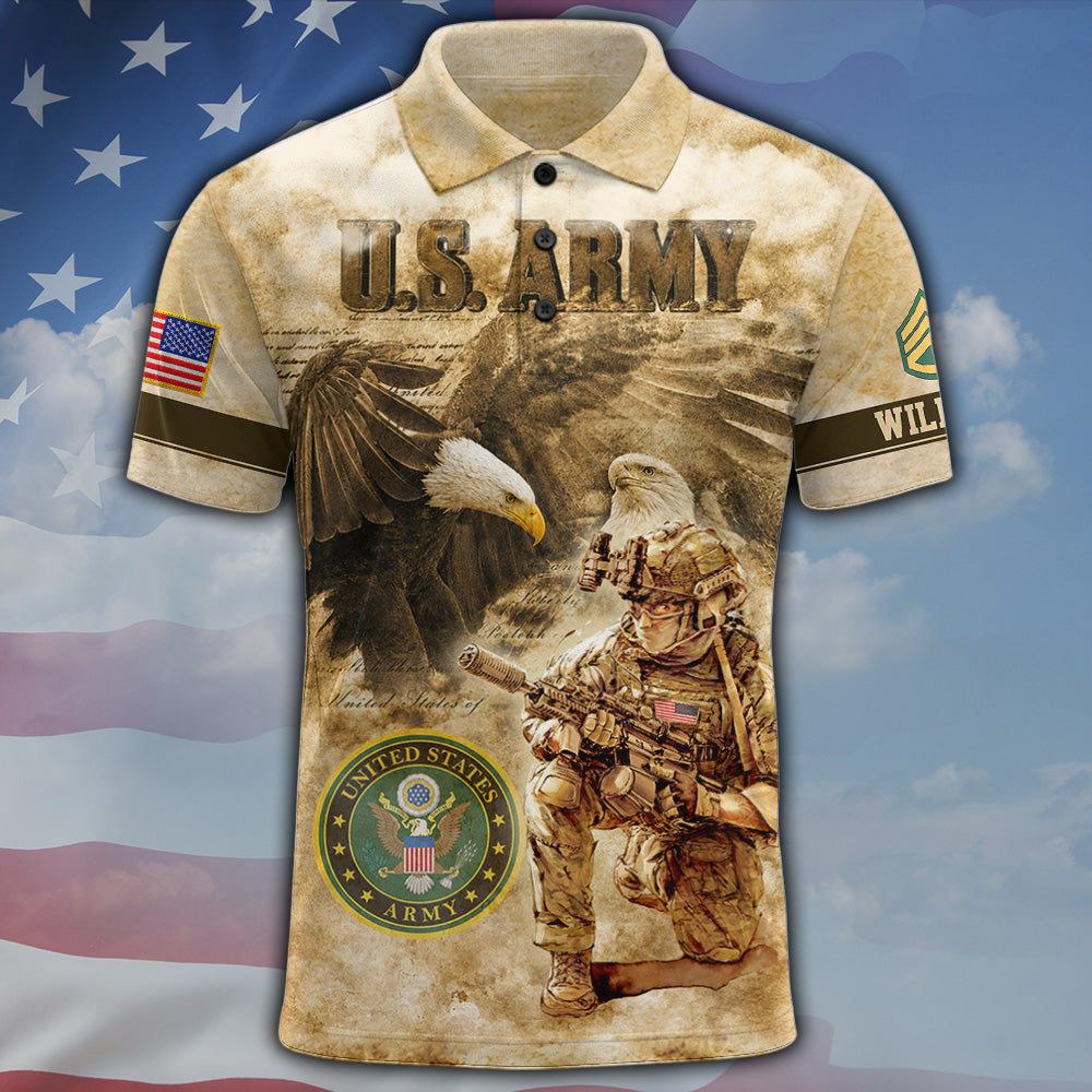 Personalized All Over Print Shirt Eagle Soldier America Military Gift Available All Military Branches K1702 MT2