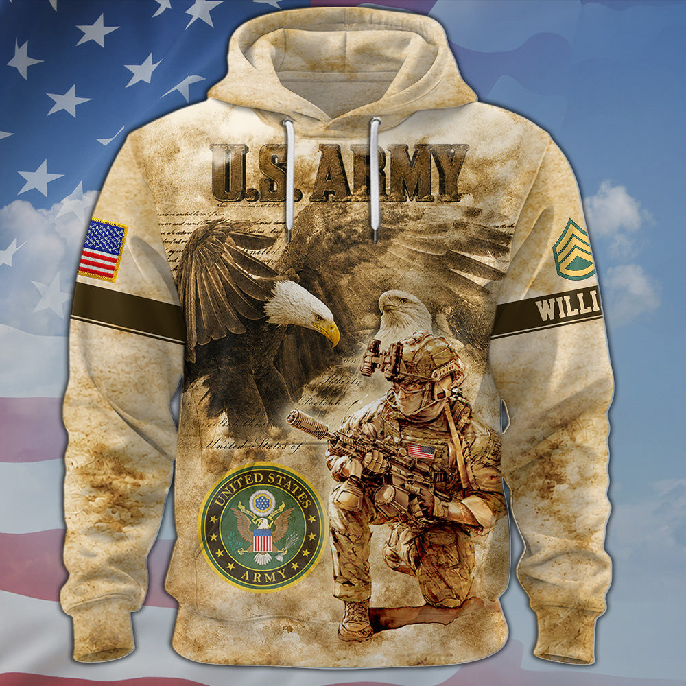 Personalized All Over Print Shirt Eagle Soldier America Military Gift Available All Military Branches K1702 MT2