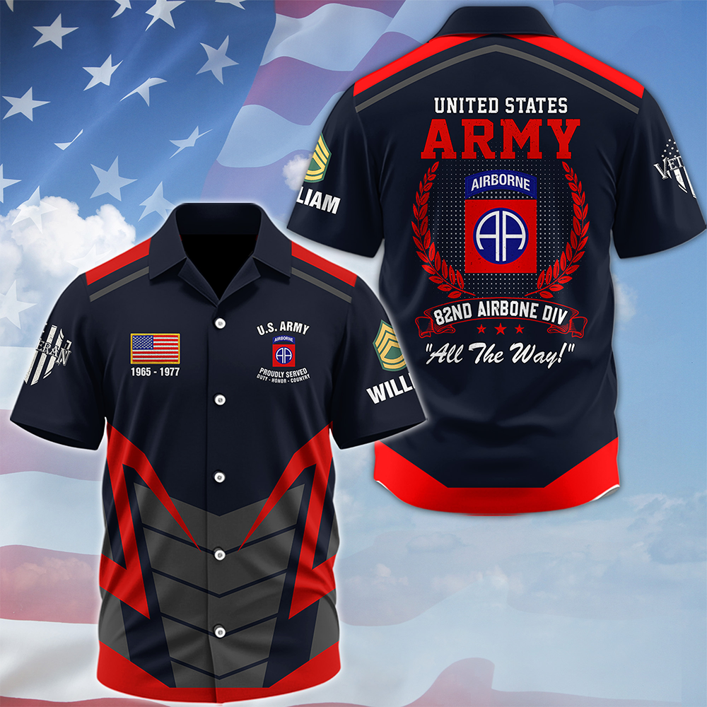 Personalized All Over Print Shirt Custom Unit Patches Military Available All Military Branch Gift For Veterans Dad, Grandpa K1702 MT2