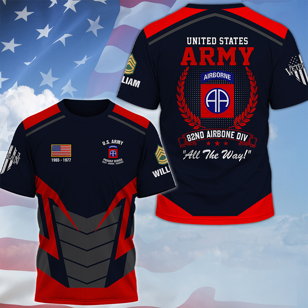 Personalized All Over Print Shirt Custom Unit Patches Military Available All Military Branch Gift For Veterans Dad, Grandpa K1702 MT2