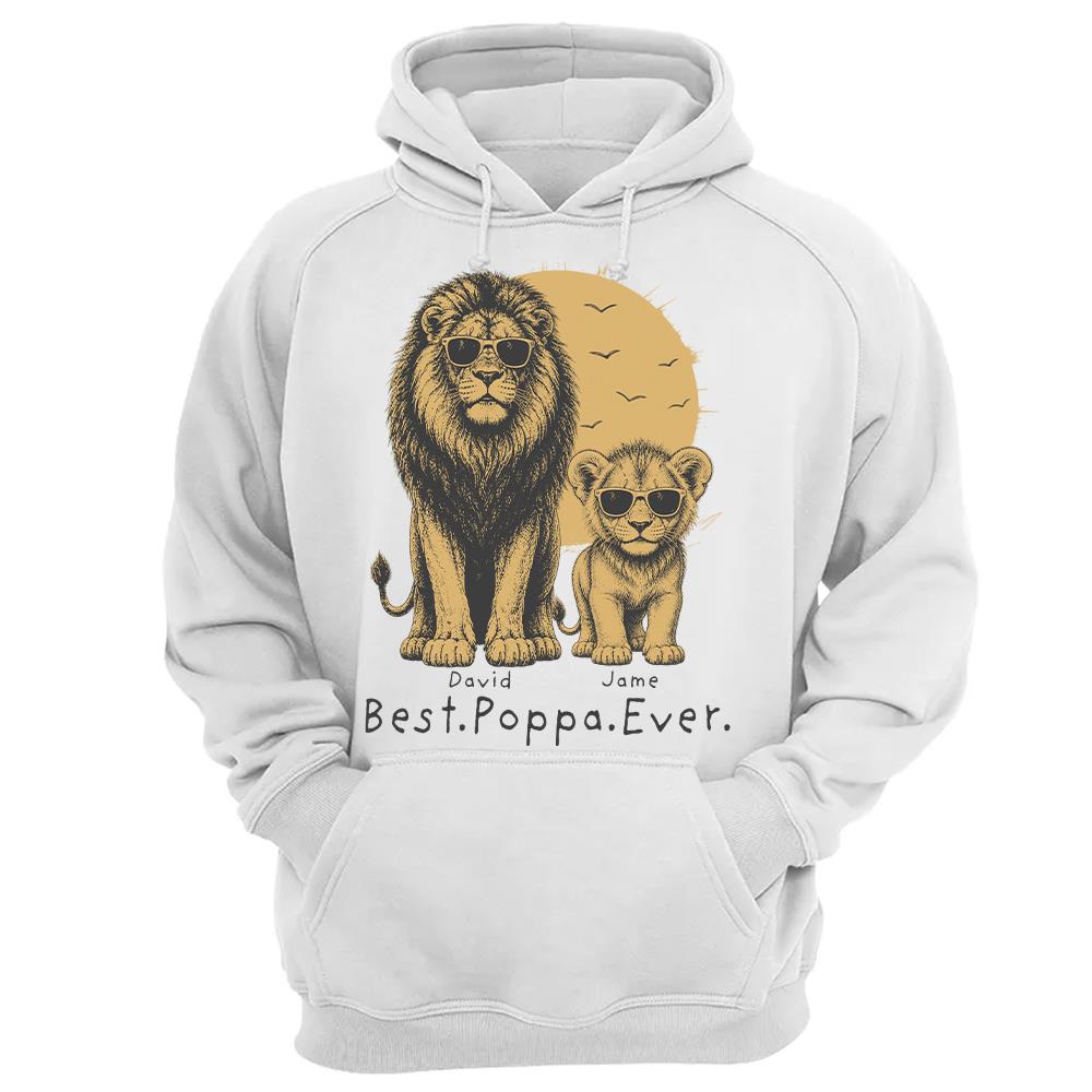 Retro Vintage Lion Dad And Kids Daddy Protector - Personalized Shirt - Cool Father's Day Gift For Dad, Husband Hv01 Vr2