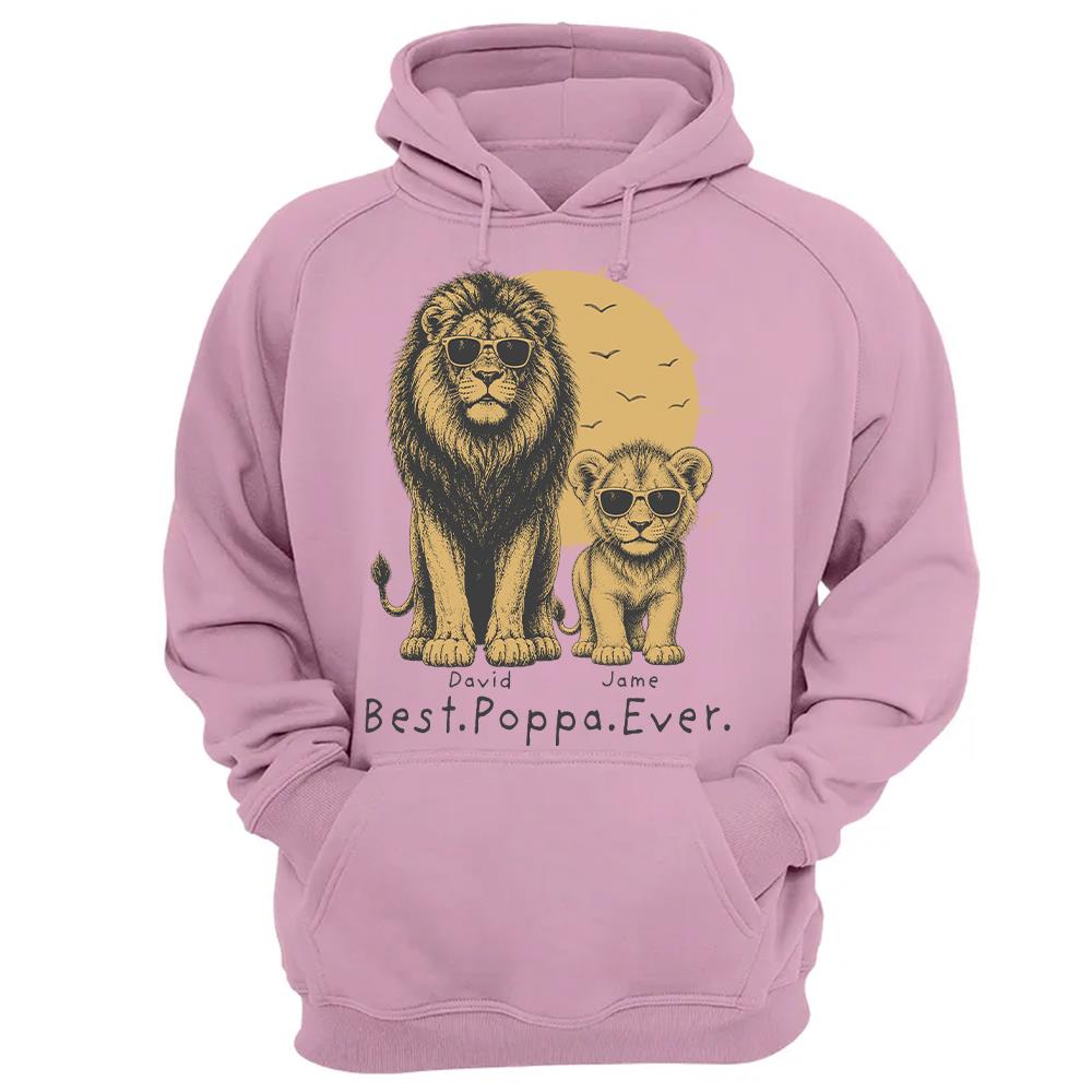 Retro Vintage Lion Dad And Kids Daddy Protector - Personalized Shirt - Cool Father's Day Gift For Dad, Husband Hv01 Vr2
