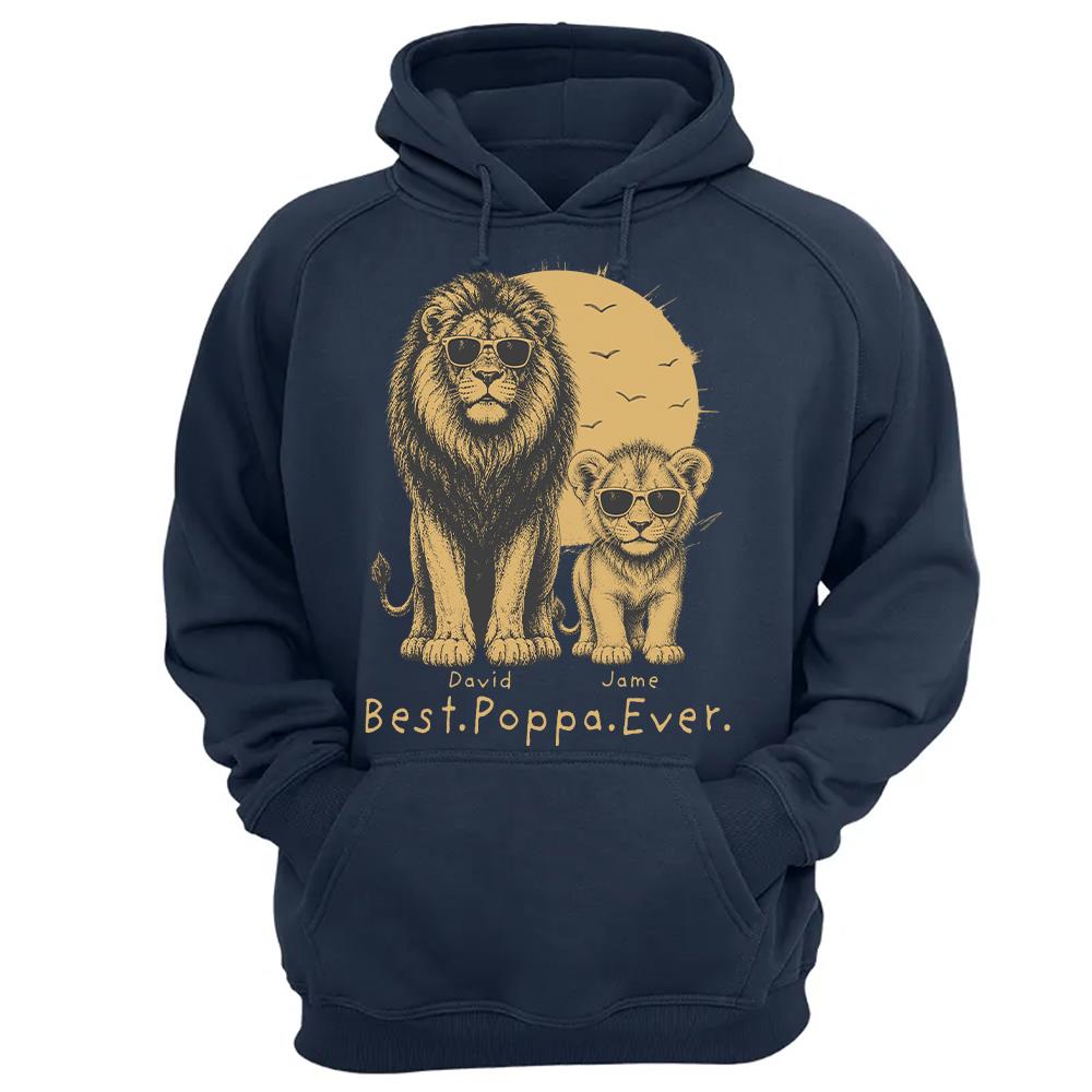 Retro Vintage Lion Dad And Kids Daddy Protector - Personalized Shirt - Cool Father's Day Gift For Dad, Husband Hv01 Vr2