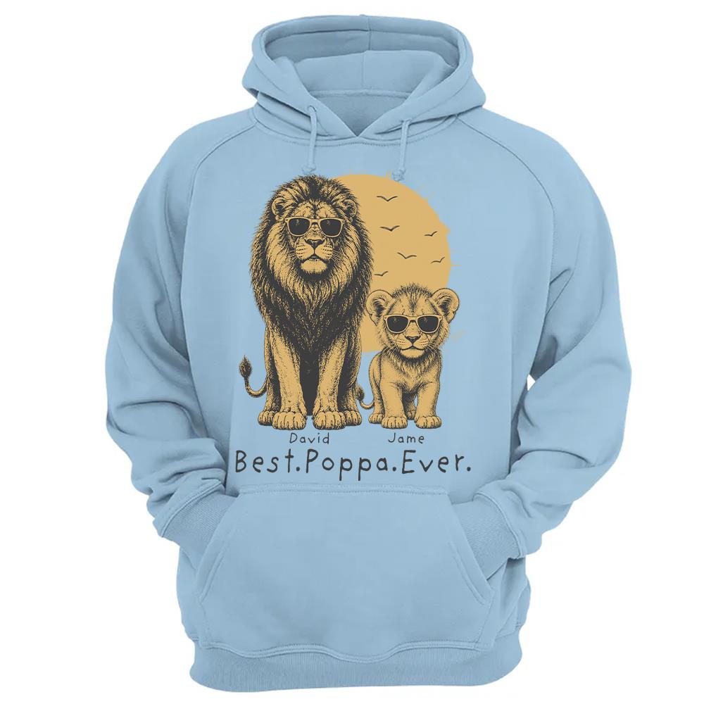Retro Vintage Lion Dad And Kids Daddy Protector - Personalized Shirt - Cool Father's Day Gift For Dad, Husband Hv01 Vr2