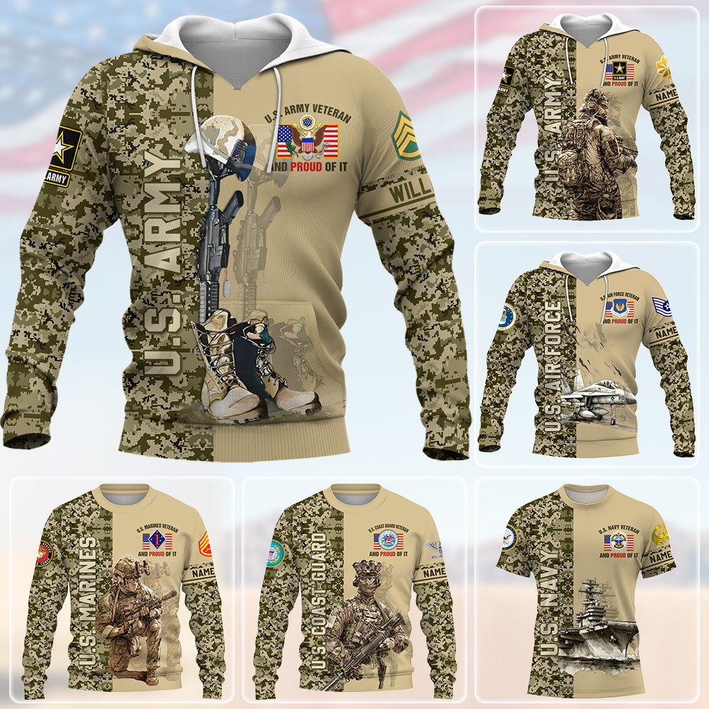 Personalized All Over Print Shirt Us Veteran And Proud Of It Custom All Military Branches Gift For Veterans K1702 Trhn