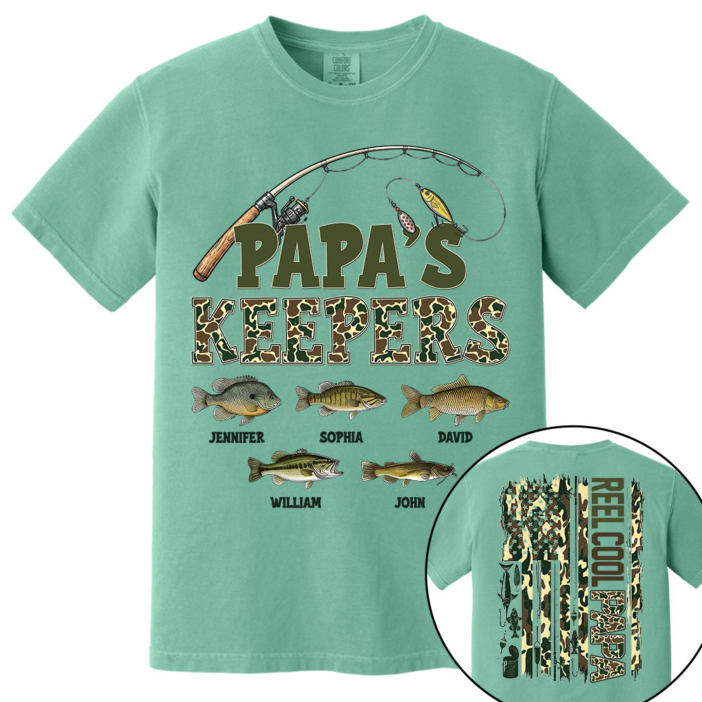 Daddy's Keepers - Personalized Vintage Shirt For Fishing Family - Gifts For Dad NA04 VH01