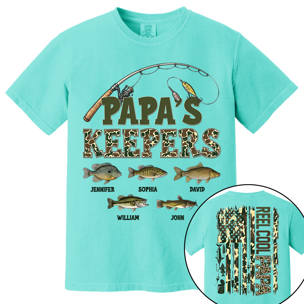 Daddy's Keepers - Personalized Vintage Shirt For Fishing Family - Gifts For Dad NA04 VH01
