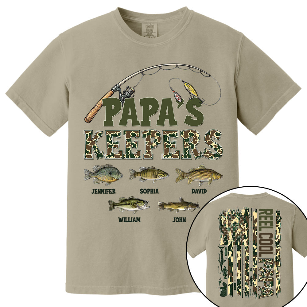 Daddy's Keepers - Personalized Vintage Shirt For Fishing Family - Gifts For Dad NA04 VH01