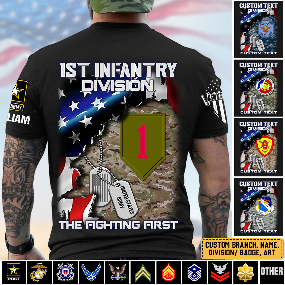 Personalized Unit Patch Shirt Custom Shirt For Veteran Available All Military Branch Gift For Veteran Dad, Grandpa K1702 MT2
