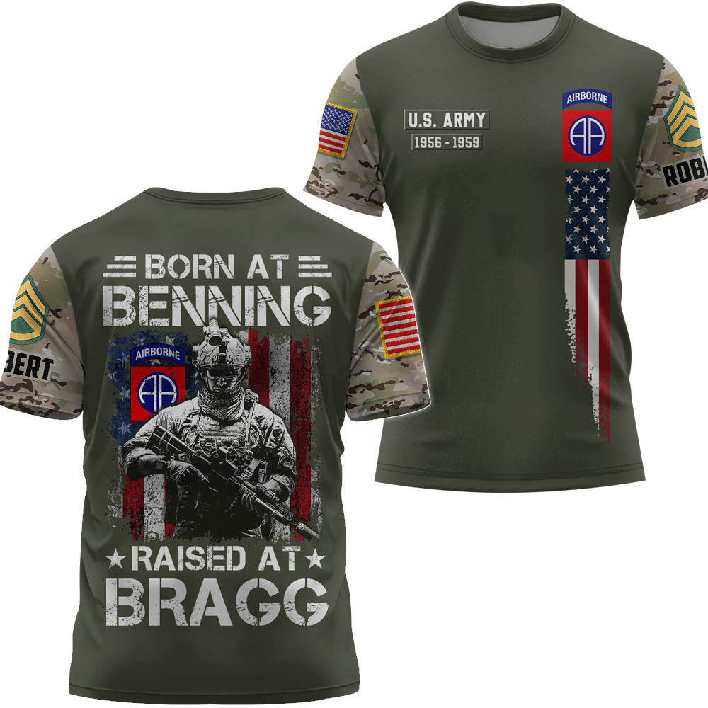 Personalized Shirt Born At Benning Raised At Bragg Custom Military Base Gift For Veteran K1702 Trhn