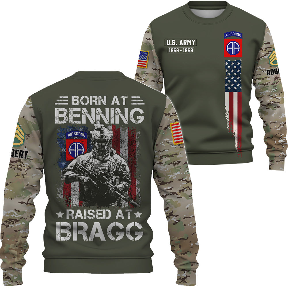 Personalized Shirt Born At Benning Raised At Bragg Custom Military Base Gift For Veteran K1702 Trhn