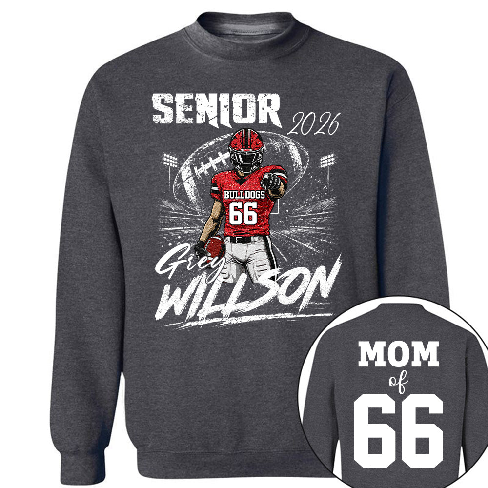 Personalized Senior Football Shirt, Custom Player Name Number Tee, Football Mom Senior Night Gift, Senior Football Mom Gift Na02 T24