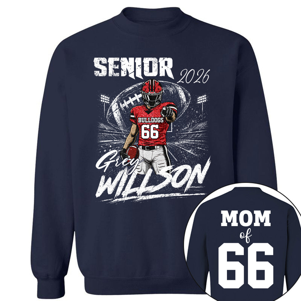 Personalized Senior Football Shirt, Custom Player Name Number Tee, Football Mom Senior Night Gift, Senior Football Mom Gift Na02 T24