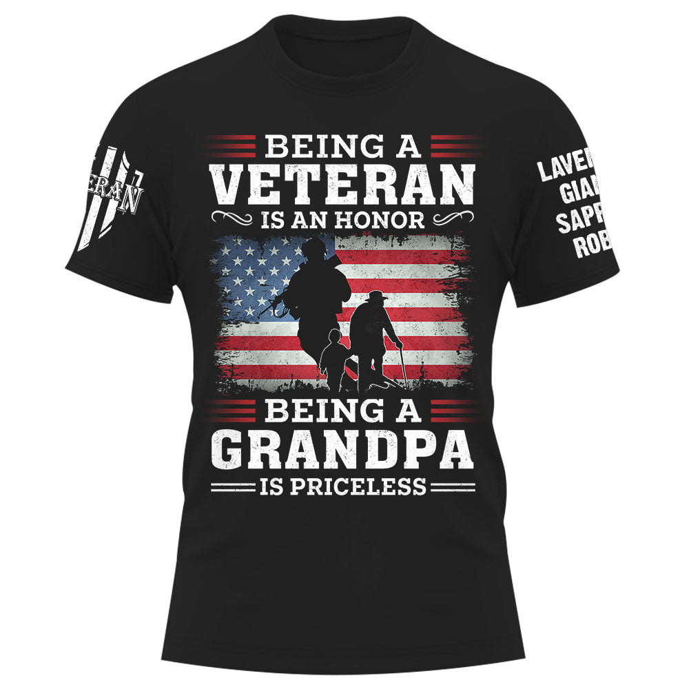 Personalized Shirt Being A Veteran Is An Honor Being A Grandpa Is Priceless Gift For Father's Day K1702