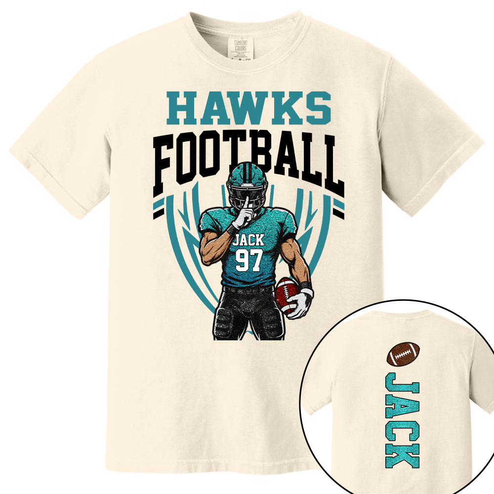 Custom Football Team Name & Number Shirt Football Mom Shirt Football Team Shirt Game Day Shirt Gift for Mom High School Football Cheer Shirt