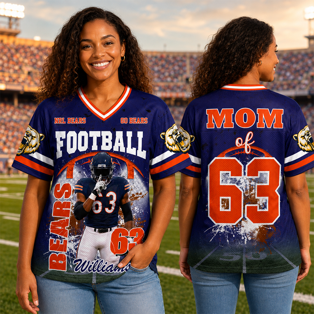 Custom Football Mom Jersey with Photo & Player Number – Personalized Game Day Shirt Hv01
