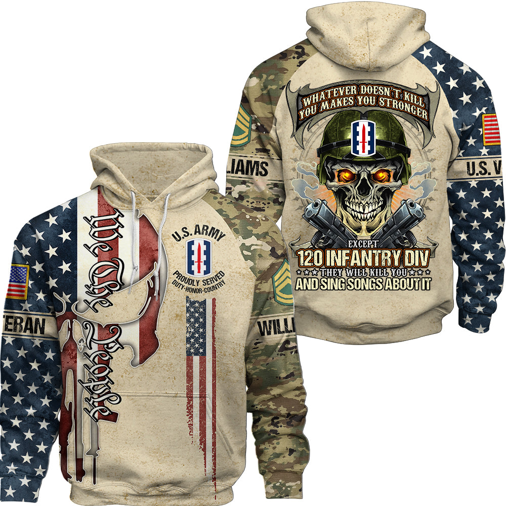 Custom All Over Print Shirt Whatever Doesn't Kill You Makes You Stronger Skull Pattern Camouflage Military Gift For Veterans K1702 Trhn