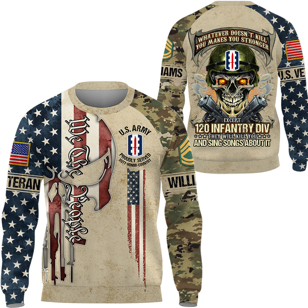 Custom All Over Print Shirt Whatever Doesn't Kill You Makes You Stronger Skull Pattern Camouflage Military Gift For Veterans K1702 Trhn