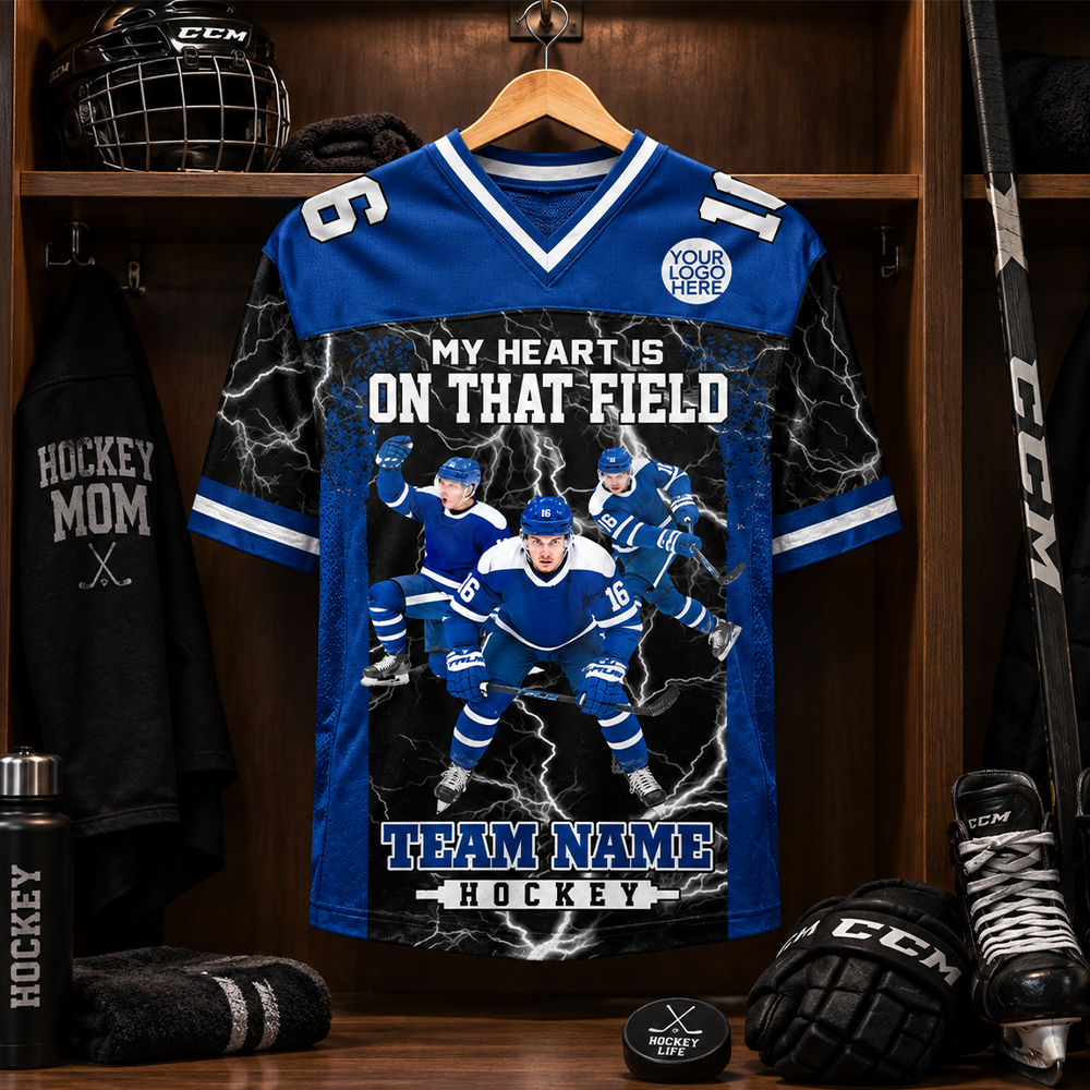 Custom My Heart Is On That Field Hockey Shirt, Gift For Hockey Lovers L0411 Hv01