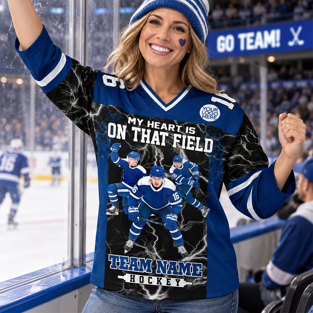 Custom My Heart Is On That Field Hockey Shirt, Gift For Hockey Lovers L0411 Hv01