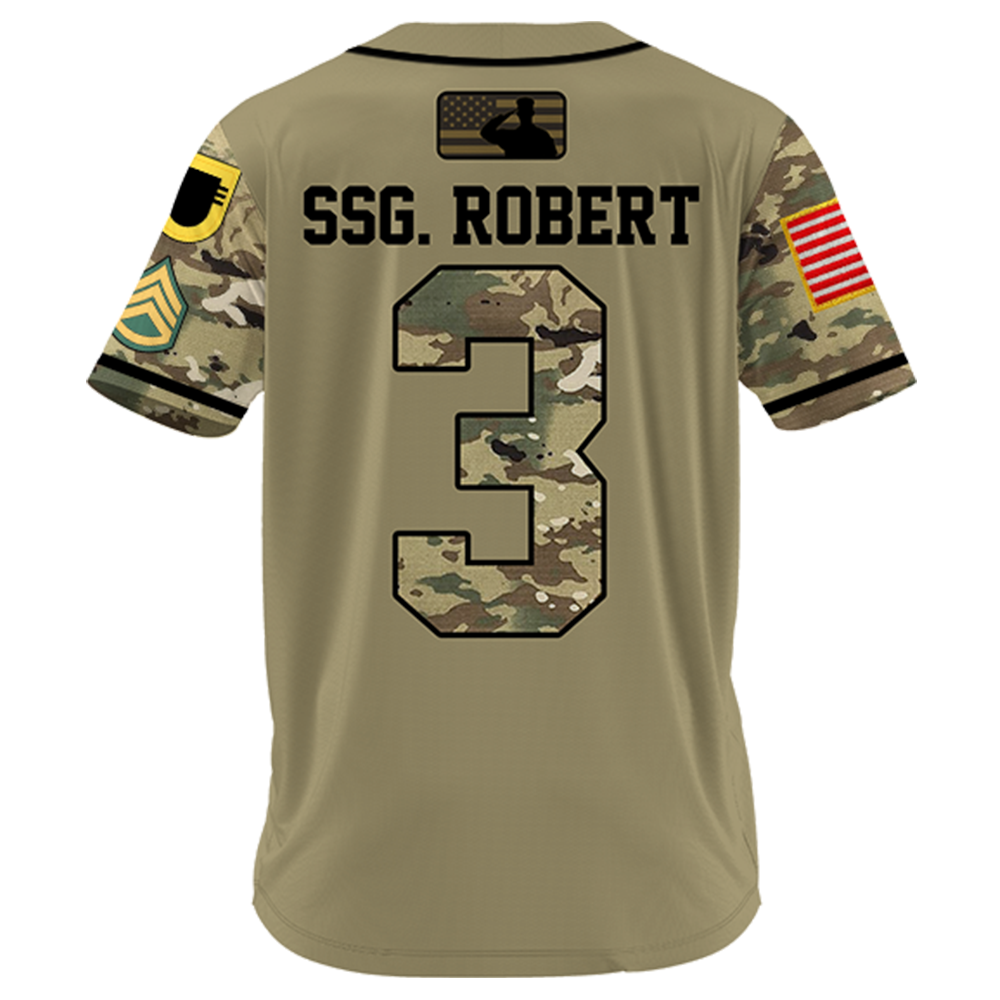 Custom Baseball Jersey Camouflage US Military Available All Branches Rank Division Name For Soldier Veterans K1702