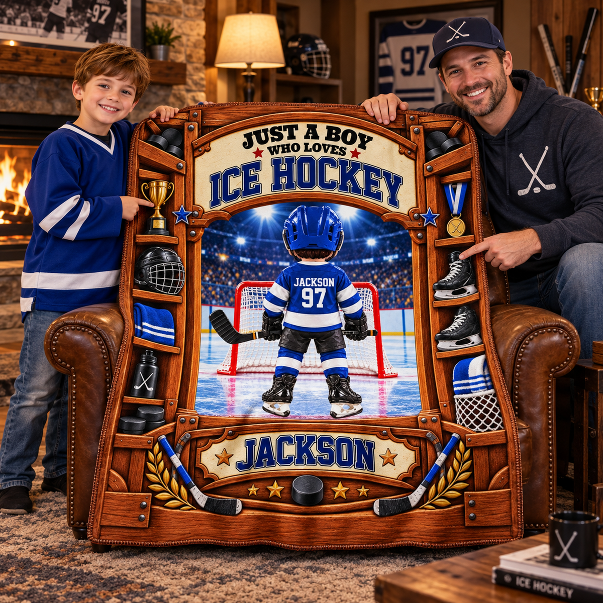Custom Just A Boy Girl Who Loves Ice Hockey Blanket, Gift For Hockey Lovers L0411 Tm01 KL07
