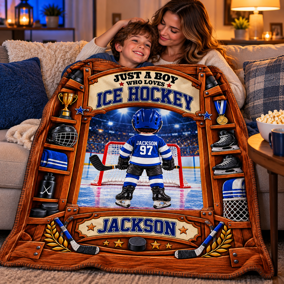 Custom Just A Boy Girl Who Loves Ice Hockey Blanket, Gift For Hockey Lovers L0411 Tm01 KL07