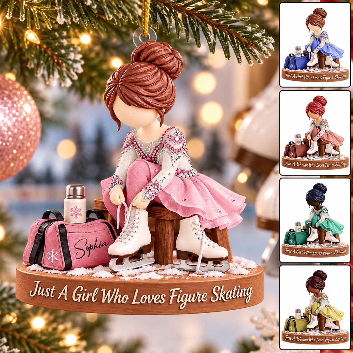 Just A Girl Who Loves Figure Skating, Personalized Figure Skating Ornament, Custom Player Name Gift, Gift For Figure Skating Players Figure Skating Lover MI209 VH01
