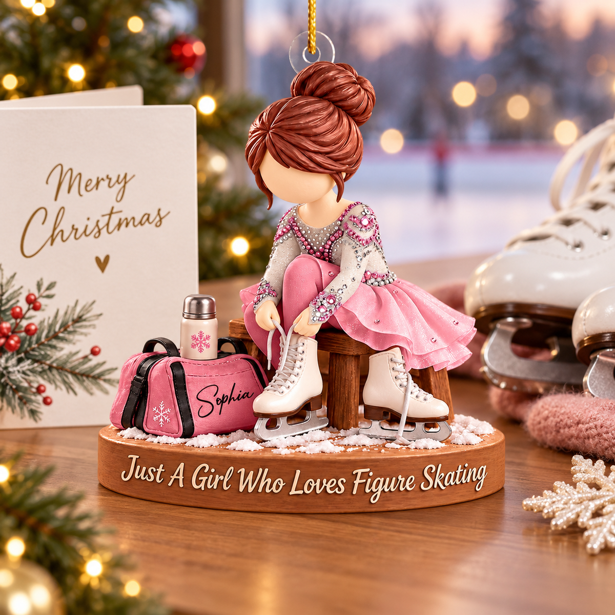 Just A Girl Who Loves Figure Skating, Personalized Figure Skating Ornament, Custom Player Name Gift, Gift For Figure Skating Players Figure Skating Lover MI209 VH01