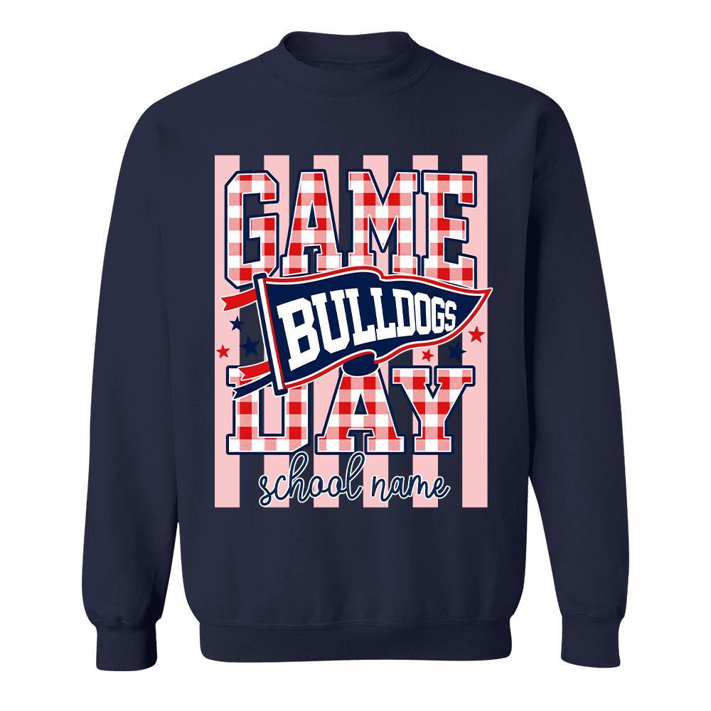 Game Day Striped School Mascot Shirt, Personalized Football School Spirit, Gifts For Teacher Student MI209 Hv01