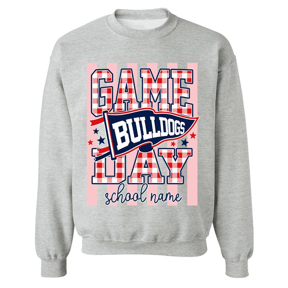 Game Day Striped School Mascot Shirt, Personalized Football School Spirit, Gifts For Teacher Student MI209 Hv01