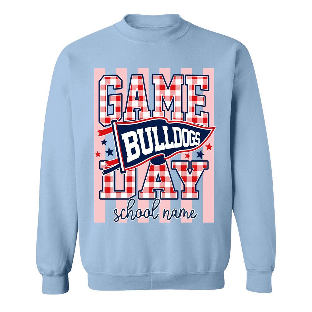 Game Day Striped School Mascot Shirt, Personalized Football School Spirit, Gifts For Teacher Student MI209 Hv01