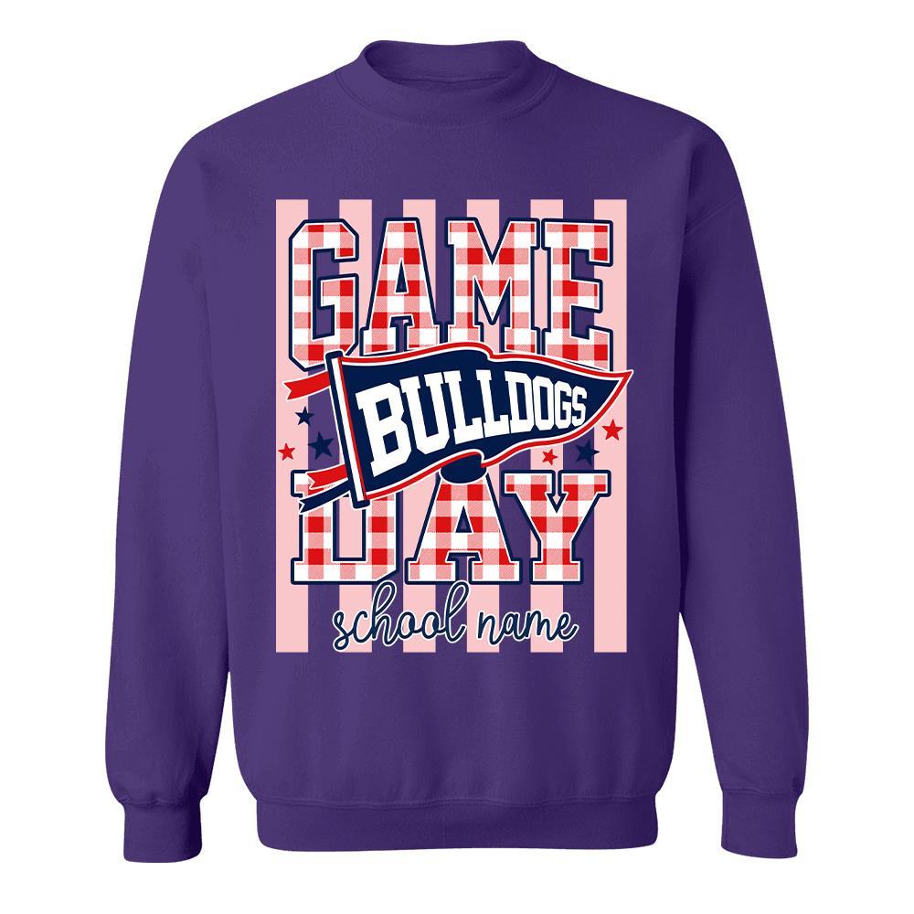 Game Day Striped School Mascot Shirt, Personalized Football School Spirit, Gifts For Teacher Student MI209 Hv01