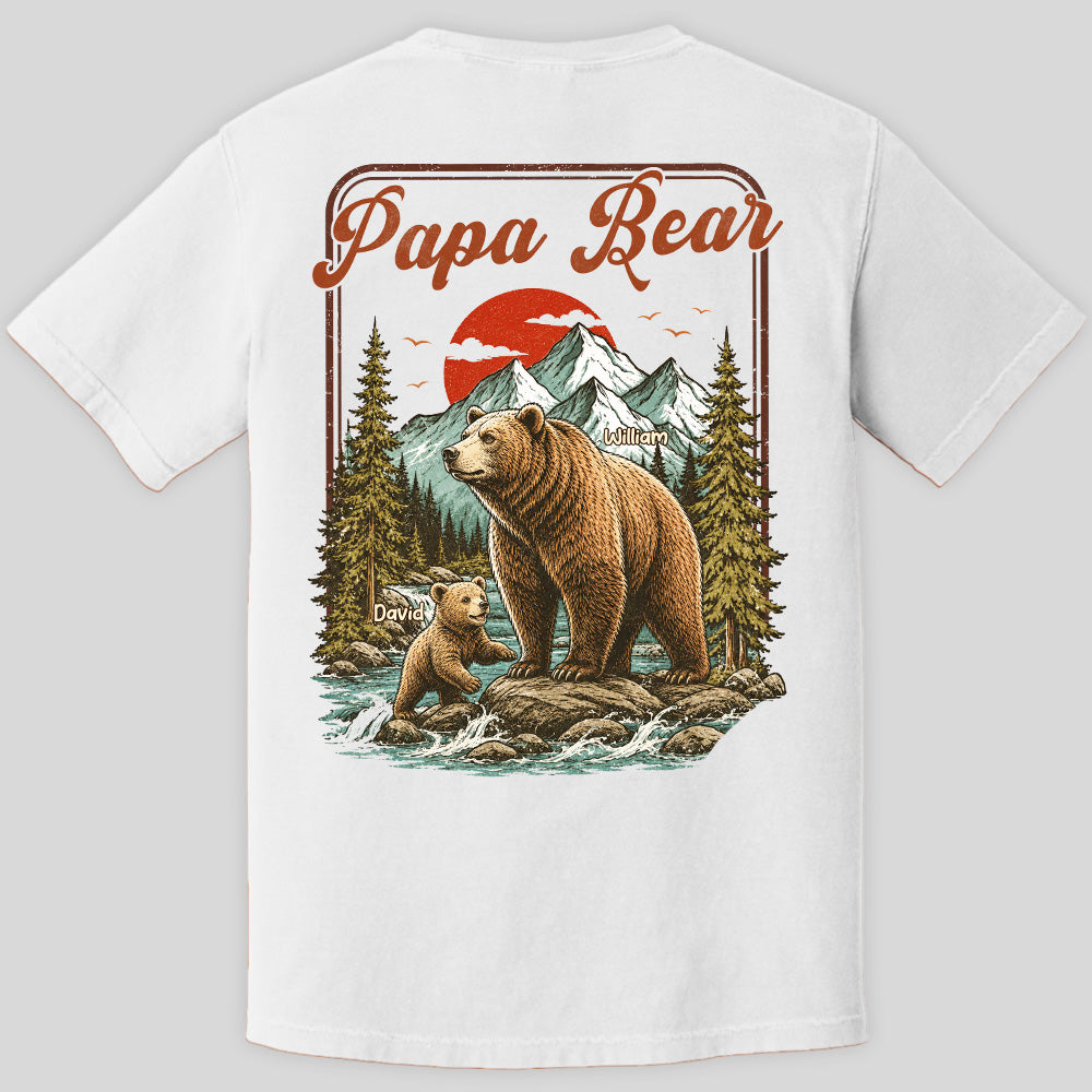 Personalized Papa Bear T-Shirt Father Day Gifts for Dad Funny Papa Tshirt Cool Daddy Bear Vintage Retro Shirt for Men Pt99