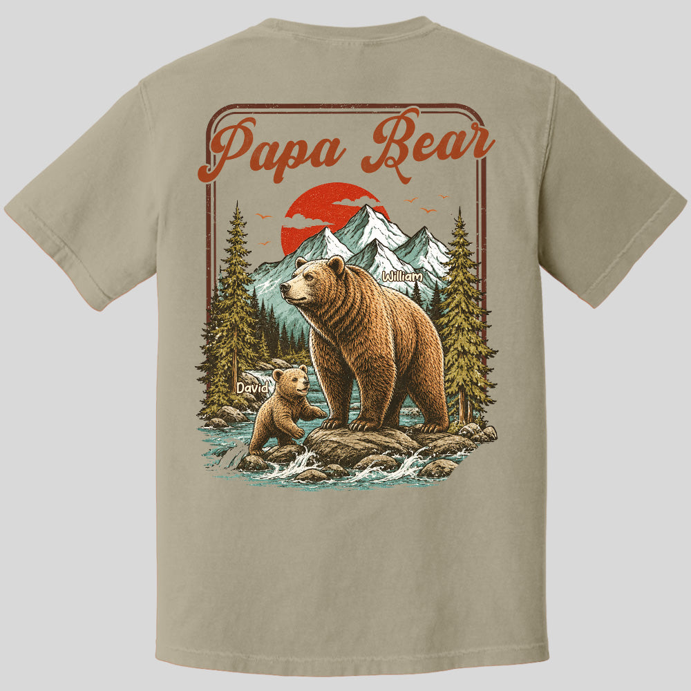 Personalized Papa Bear T-Shirt Father Day Gifts for Dad Funny Papa Tshirt Cool Daddy Bear Vintage Retro Shirt for Men Pt99