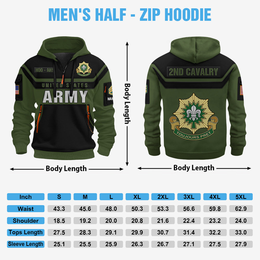 Personalized Hoodie Half Zipper Custom Military Patches Gift For Veteran K1702 Trhn