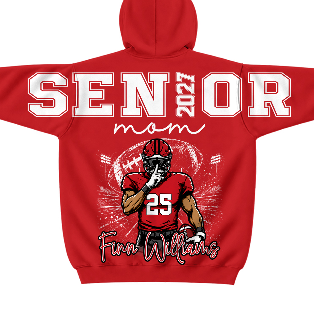 Custom 2027 Senior Football Mom Sweatshirt, Sports Mama Hoodie For Football Lovers L0411 Hv01