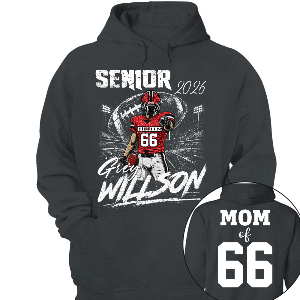 Personalized Senior Football Shirt, Custom Player Name Number Tee, Football Mom Senior Night Gift, Senior Football Mom Gift Na02 T24
