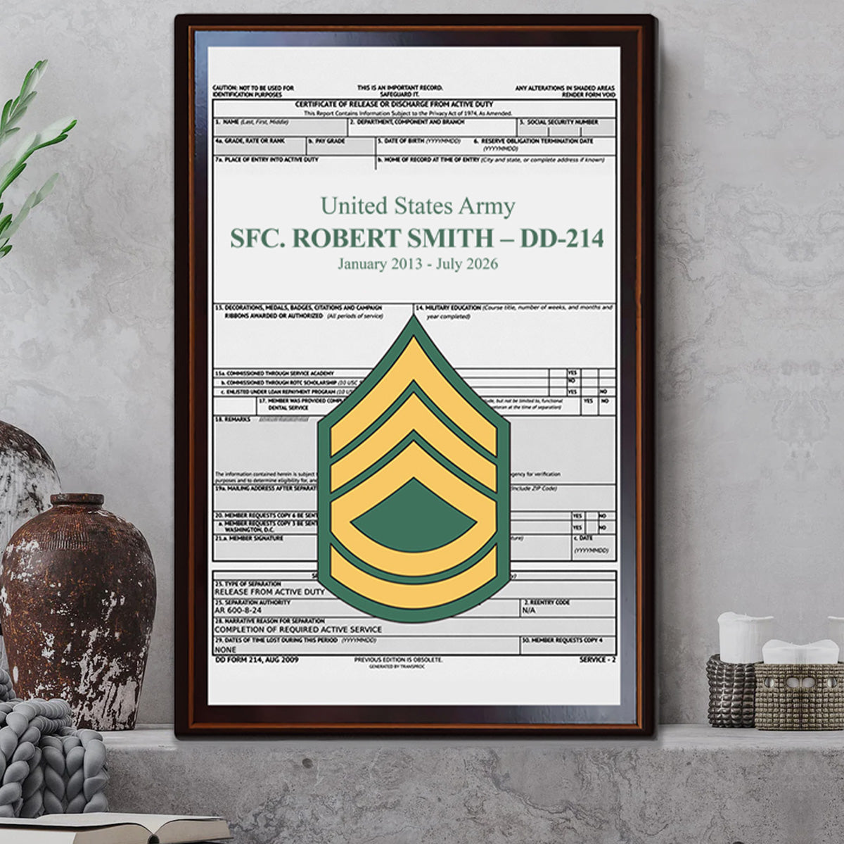  Personalized DD-214 Military Poster Canvas, Veteran Gift Custom Rank, Name K1702 MT2  Personalized DD-214 Military Poster Canvas, Veteran Gift Custom Rank, Name K1702 MT2