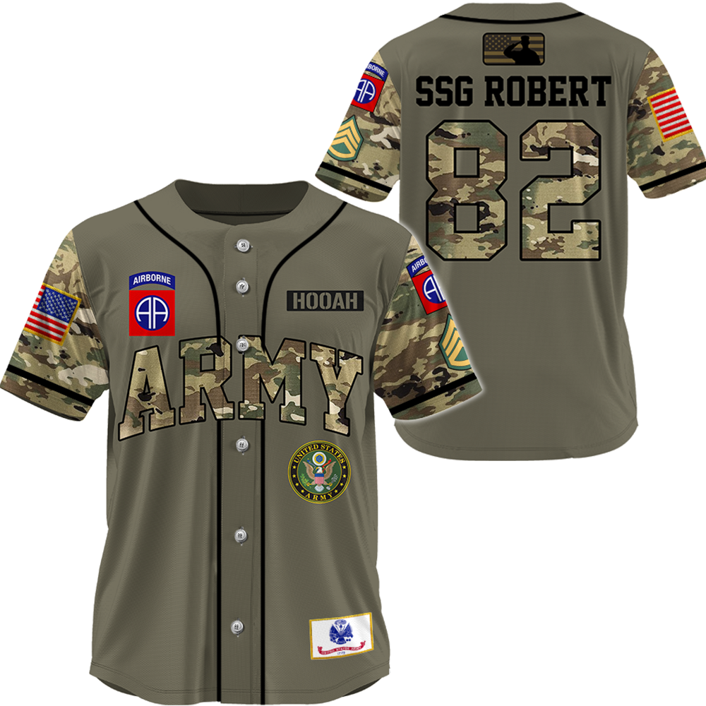 Personalized Baseball Jersey Military Shirt Custom Camouflage Gift For Soldier Veteran K1702