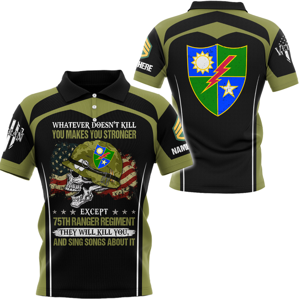 Personalized All Over Print Shirt Whatever Doesn't Kill You Makes You Stronger Except Military Division Veteran Skull Gift For Veteran K1702