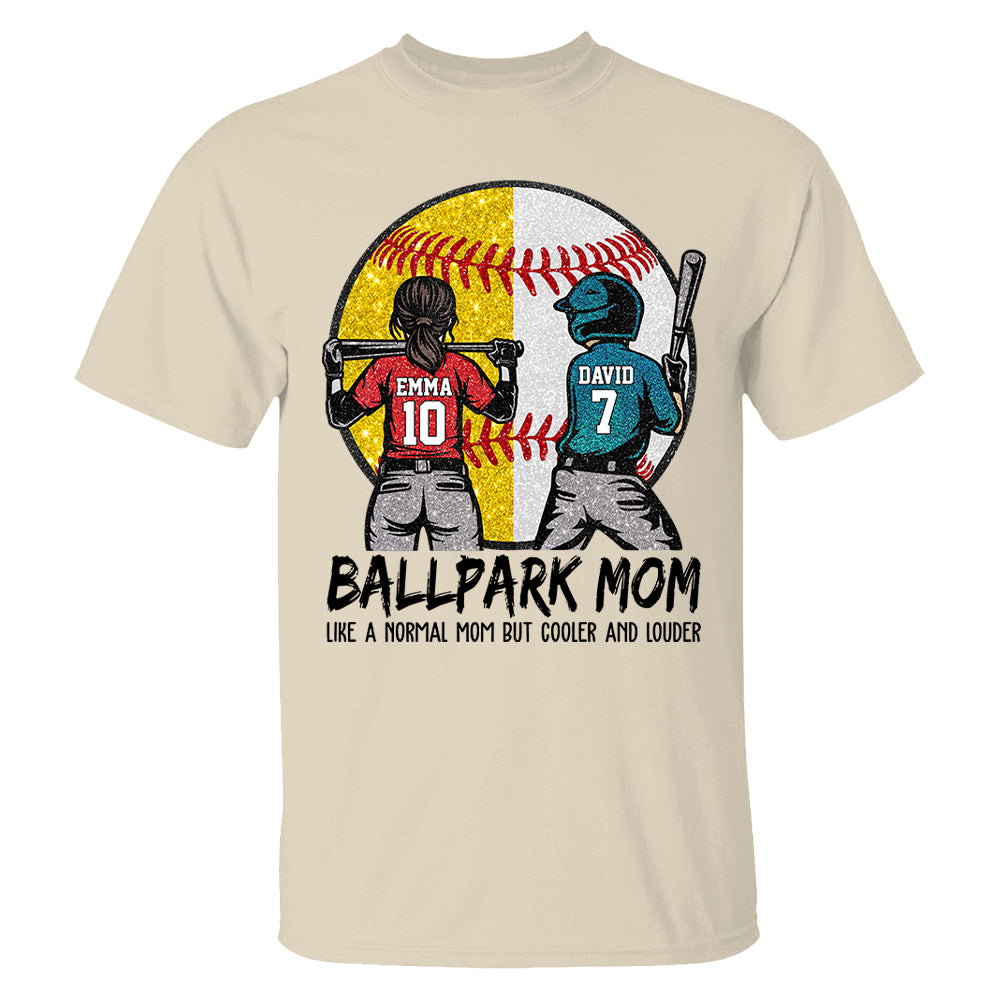 Personalized Baseball Softball Mom Ballpark Mom Shirt Like A Normal Mom But Cooler And Louder Gift For Sport Family T1807 T24