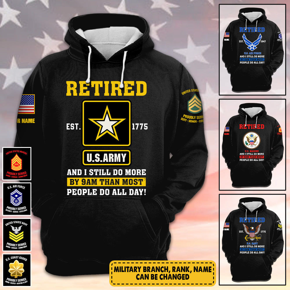 Personalized Retired Army Custom All Branch Gift For Veteran All Over Print Shirt K1702