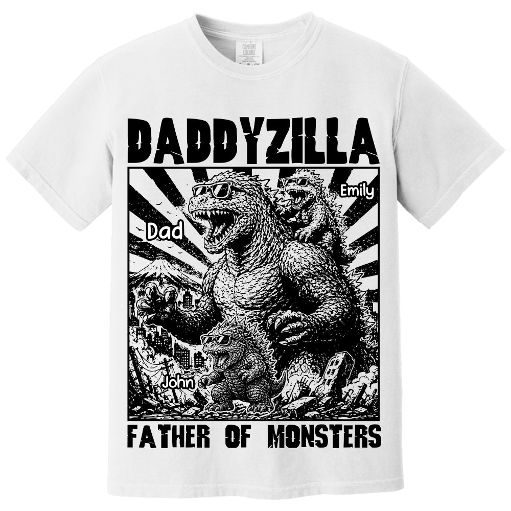 Personalized Dadzilla T-Shirt Father Day Gifts for Dad Funny Papa Tshirt Cool Daddy Dinosaur Tee VH01